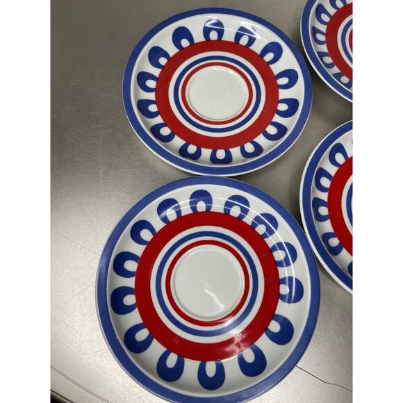 Lot Of 4 Hearthstone Block Vista Alegre Portugal Colorful Red Blue Saucer Plates - Picture 3 of 7